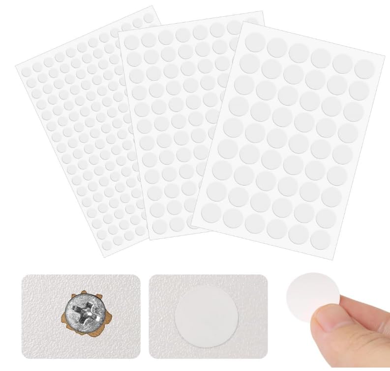 Tapa Tornillos Blanco Autoadhesivo 430 Piezas, Ø10mm Ø15mm Ø20mm Tapas Embellecedora Adhesiva para Muebles, Pegatinas y Tapa Agujeros Pared Tapones Cubiertas para Armarios, Mesas, Escritorio
