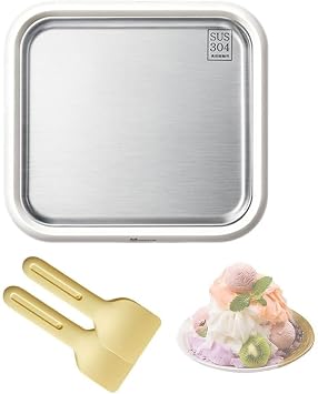Ice Cream Maker, Fried Ice Machine with 2 Spatulas, 2 minutes Quick Freeze DIY Homemade Ice Cream Roll Maker, Fried Ice Tray for Home