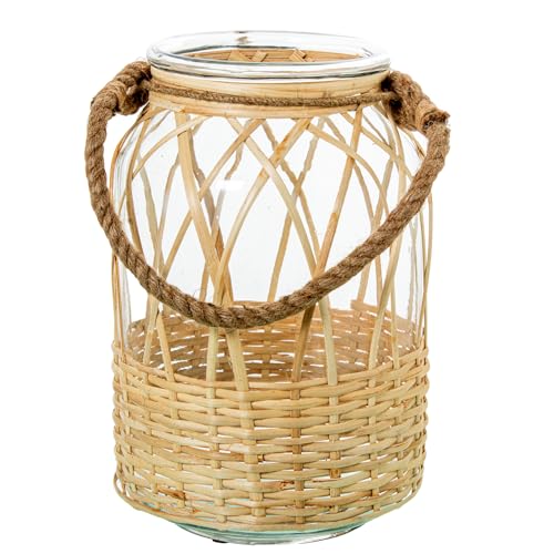 Lanterne en verre contre le vent avec anse en corde pratique - 2