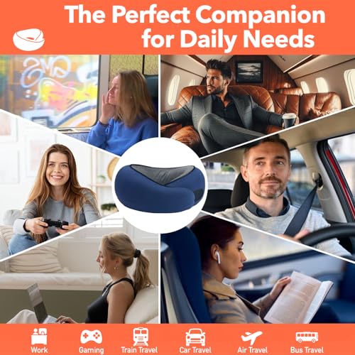Image of Travel Pillow | High-Density Memory Foam Pillow with 360 Surround Support. Ergonomically Designed. Ideal for Airplane Travel and Home Use.