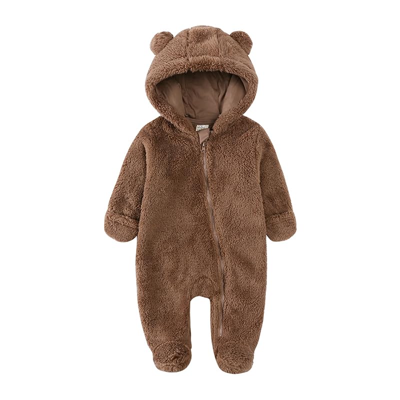Verve Jelly Nouveau-né Bébé Filles Garçons Barboteuse Oreille d'ours Combinaison à Capuche Polaire Combinaison de Neige Manches Longues Fermeture Éclair...