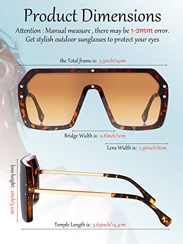 Weewooday 4 Pairs Siamese Sunglasses Mirror Flat Top Oversized Stylish Classic Rimless Sunglasses Eyewear for Women Men4