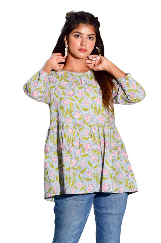 Buy Cehaasa 100% Cotton Tops for Women || Stylish Regular Fit Round Neck Top  for Women || Casual Tunic Tops Tees for Girls || Women's Casual Top  (Light-Purple) (Small, Light-Purple) at Amazon.in