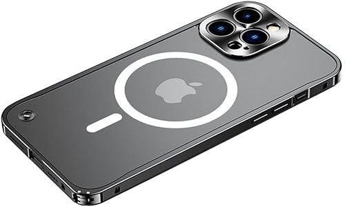 Funda magnética para iPhone 14 Pro compatible con MagSafe Metal aleación de aluminio parachoques mate translúcido cubierta trasera con protector de