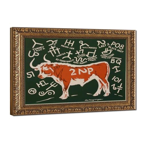 Toile Lon Megargee Cattle Brands pour habiller un grand mur de bureau vide