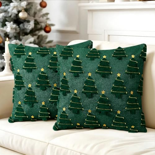 Starnearby 2 Stück Kissenbezug Weihnachten 45x45cm weihnachtskissen...