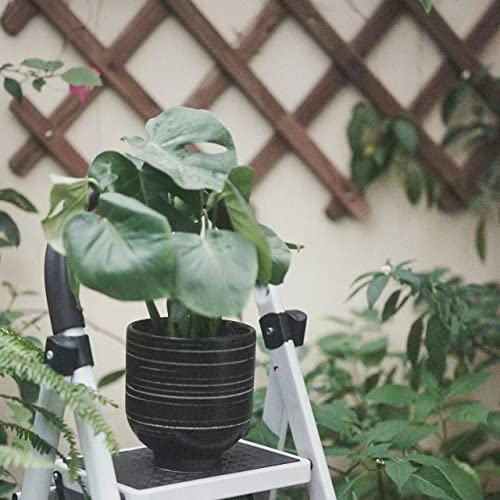 Herduk 6 Inch Plant Pot, Ceramic Planter Pot With Drainage Hole, Black Cylinder Round Planter Pot, Great For Indoor/Outdoor Garden Decor #TOP1