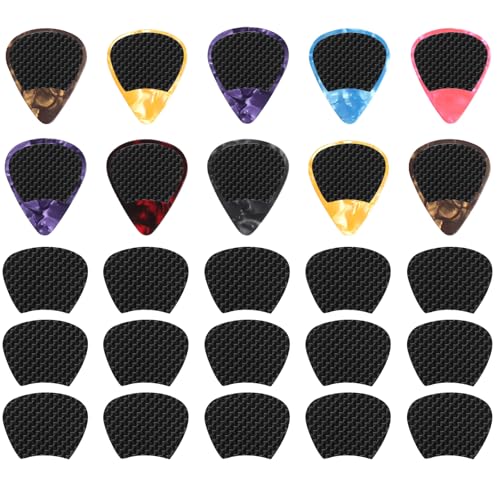 60pcs Guitar Picks Grips Anti slip Silicone Soft Grips with 10 Guitar Picks Resuable and Self-Adhesive Guitar Pick Holder