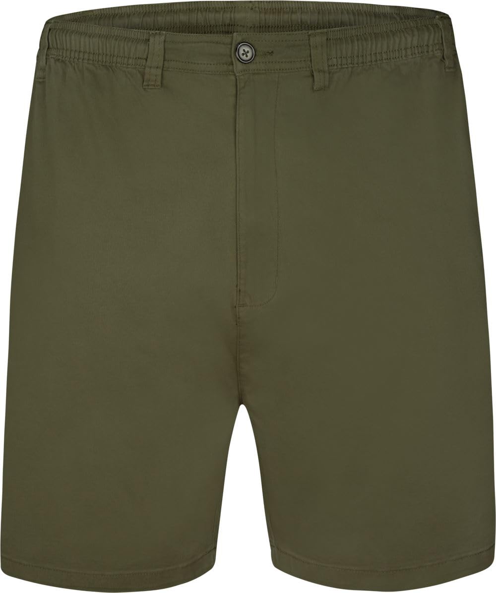 Espionage Rugby Shorts Stretch Plain Elasticated Waist Casual Mens Plus Size ST019A (UK, Alpha, 4XL, Plus, Regular, Light Khaki)