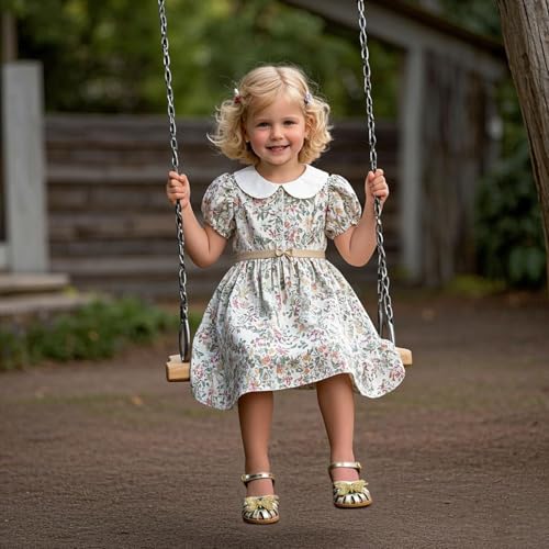 Image of THEE BRON Toddler Girls Closed-Toe Sandals Sweet Retro Cutout Summer Dress Shoes