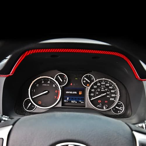Miniatura 4 de Fibra de carbono, compatible con Toyota, calcomanía para marco de velocímetro de automóvil para Toyota Tundra 2014 2015 2016 2017 2018 2019 2020