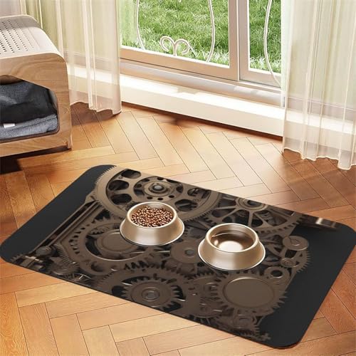 Tapis de nourriture pour chien Steampunk 40x60cm antidérapant en caoutchouc