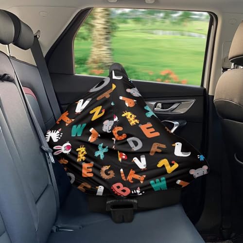 Image of Baby Car Seat Cover Summer, Windproof Carseat Covers for Newborn Infant Car Seat Canopy for Girls Boys, Keeps Babies Cozy, Cute Animal Print