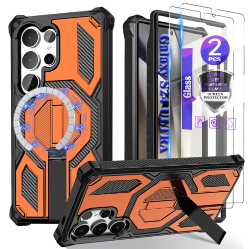 YmhxcY Magnetic for Galaxy S24 Ultra Case with Kickstand-Orange