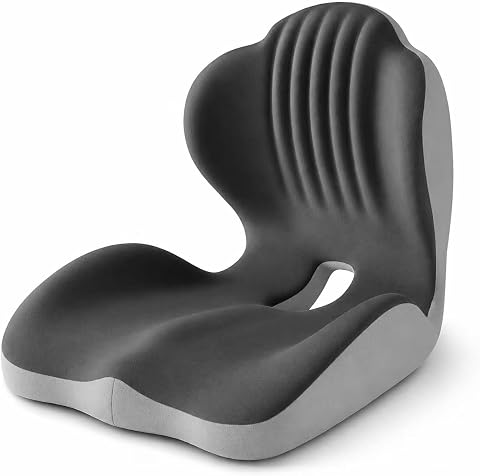 Ergonomic Memory Foam Seat Cushion, L Shaped Lumbar Suppo...