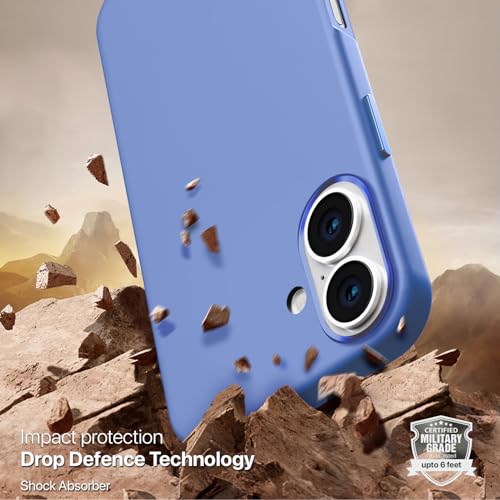 Image of GRIPP Rubon Case Compatible with Mag-Safe for iPhone 16 | 6ft Drop-Tested with D30 Technology, Soft Silicone, Anti-Slip Grip, Raised Metallic Camera Ring, Lightweight Back Cover - Blue
