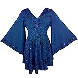 Agan Traders 116 B Butterfly Bell Sleeve Blouse (Blue, XL/1X)
