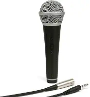 Microfone Dinâmico com Fio Profissional – Corpo em Metal Preto, Ideal para Voz, Igreja, Karaokê, Palestras, Estúdios e Shows
