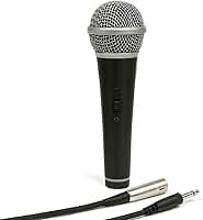 Microfone Dinâmico com Fio Profissional – Corpo em Metal Preto, Ideal para Voz, Igreja, Karaokê, Palestras, Estúdios e Shows