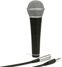 Microfone Dinâmico com Fio Profissional – Corpo em Metal Preto, Ideal para Voz, Igreja, Karaokê, Palestras, Estúdios e Shows