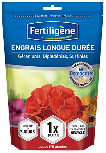 FERTILIGENE OSGERN - Engrais Granulés Longue Durée Osmocote Max Géranium, Dipladénias 700 g - Pratique, 1 seule application par an - Protège les racines - Résultats dès 1semaine - Pour 175 plantes