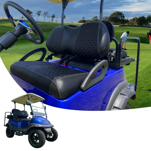 XUANYUDG0769 Golf Cart Front Seat Covers for Club Car Precedent Onward Tempo OEM Ordinary Seat Cushion, Vinyl Leather Made Adjustable Straps and Retractable Buckle/No Stapler Required - Black