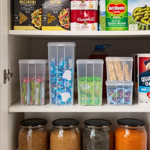 IRIS USA Vertical Plastic Flip Top Storage Containers Bins with Lids for Pantry, Home, Office, Organization, Large, Stackable Hinged Organizer with Latches, Clear, 4 Pack by IRIS USA - Image 5