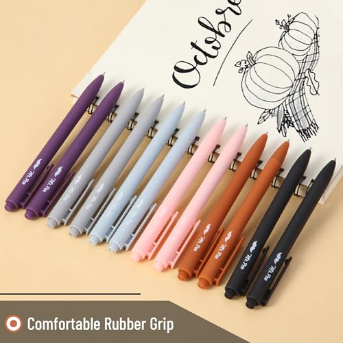 Image of Mr. Pen- Retractable Gel Pens, 12 Pack, Black Ink, Earthly Neutrals Barrel | Fine Point 0.5mm, Fast Dry, Smooth Writing, Cute Pens for Drawing, Writing Planner and School Supplies