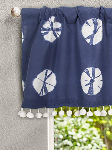 Image of Ravaiyaa - Attitude is everything Shibori Tie Dye 100% Cotton Short Drapery Valance Curtain Half Window Kitchen Curtain 40 inch X 18 inch Inch (Indigo Blue)
