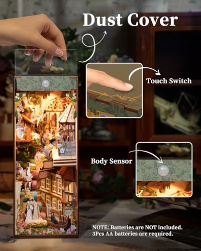 Image of Tonecheer x British Library DIY Book Nook Kit, Shakespeare 3D Wooden Puzzle for Adults, Miniature House Kit Booknook Bookshelf Insert Decor with LED Lights Craft Gifts (Shakespeare's Verse)