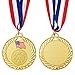 Juvale Medals for Awards - 12-Pack Gold 2.75-inch Medals with 15.5-inch Red/White/Blue Neck Straps - 1st Place Award & Participation Ribbons - Competition Ribbons for Kids