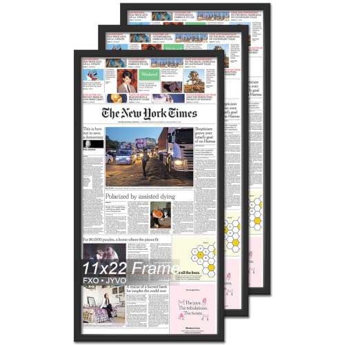 11x22 Newspaper Frame for News Paper Front Page&Display Picture Black 3 PCS