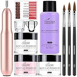 Cooserry Acrylic Nail Kit with Drill - Acrylic Powder and Monomer Liquid Set with Acrylic Nail Drills for Acrylic Nails Professional Extension, Starter Nails Kit Acrylic Set for Home Art Designs