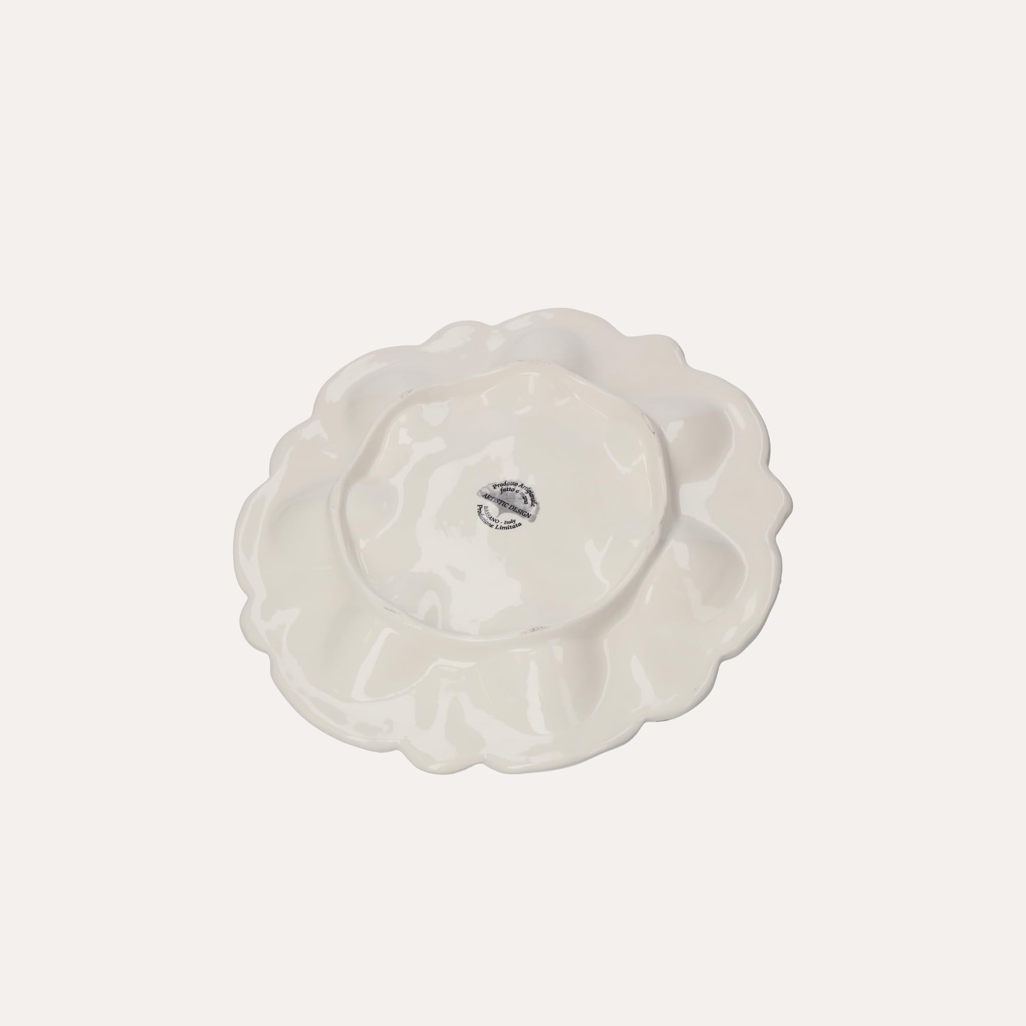 Keyhomestore - Eierbecher aus Keramik mit Hasendekor, ideal für den Tisch, hergestellt in Italien, handgefertigt, Durchmesser 25 cm, Höhe 10 cm.