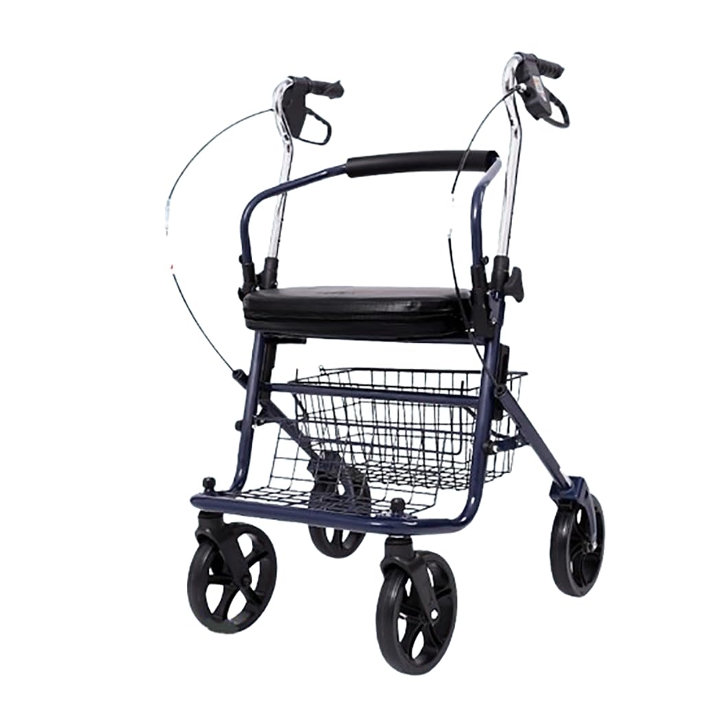 Rollator pieghevole,deambulatore da esterno,Deambulatore per anziani,Girello anziani,Altezza regolabile,per terreni e attività all'aperto Navy blue