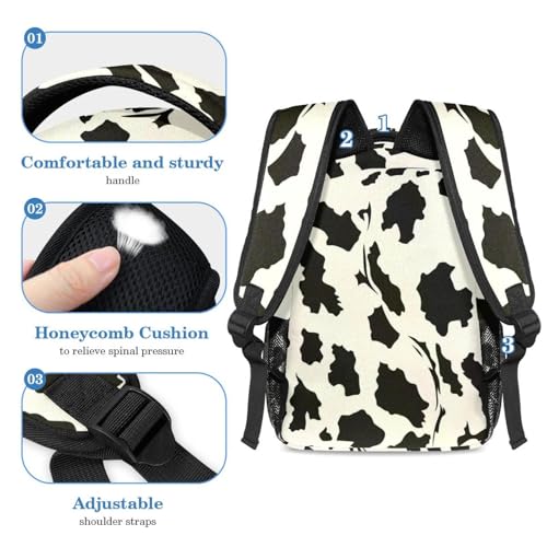 Cartable de grande capacité vache marron avec trousse pour soulager le dos