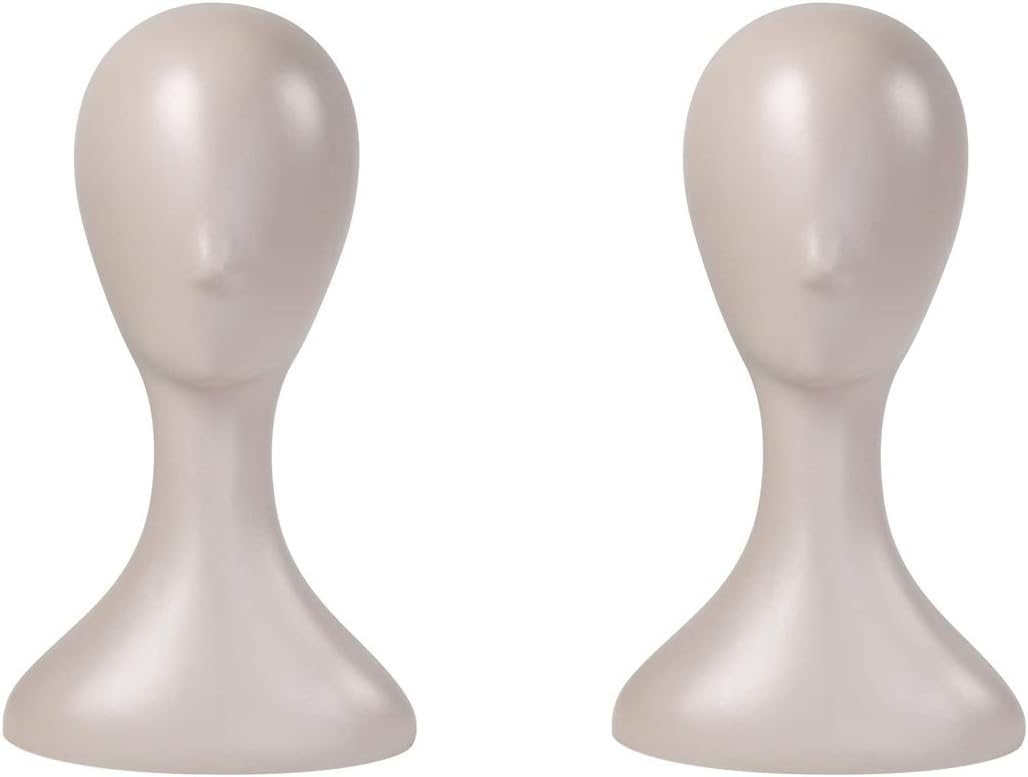 - 16 Inch Studio Limited Professional Plastic Mannequin Head Durable Women Model Wig Head Stand Torso Styling Making Display Holder with Jack for Wigs, Hat, Mask, Headdress, Necklace (Nude, 2 Pack)
