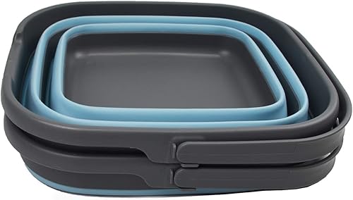 Miniatura 3 de SAMMART Juego de 2 cestas rectangulares plegables de 10 litros (2.6 galones) (ángel de mar + naranja, 2)