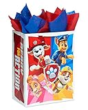 American Greetings Large Paw Patrol Birthday Gift Bag with Tissue Paper; 1 Gift bag and 8 Sheets of Tissue Paper