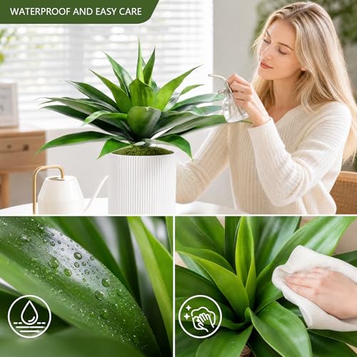 Image of Ttranewsoo Artificial Agave Plants,Large UV Resistant Fake Agave Planters for Indoor and Outdoor Decorating Plantas Artificiales Decorativas Grandes(2Pack, 28 inch)