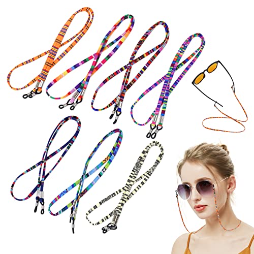 Qufiiry Cordon Lunettes, 7 Pcs Réglable Corde à Lunettes, Universel Lunettes Sangle, Ficelle Lunette Sangle de Lunettes, Anti-dérapantes Cordon Lunette Femmes Hommes Lunettes Cou Cordon Cover