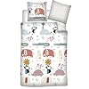 Bettwäsche-Set Tiere, Bettbezug 135×200 cm + 1 Kissenbezug 80×80 cm, 100% Baumwolle, Wendemotiv mit Elefanten, Krokodilen, Affen…