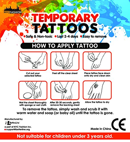 Kids Temporary Tattoos - More than 120 Easy-to-Use Tattoos for Children (Assorted - 6 Sheets)
