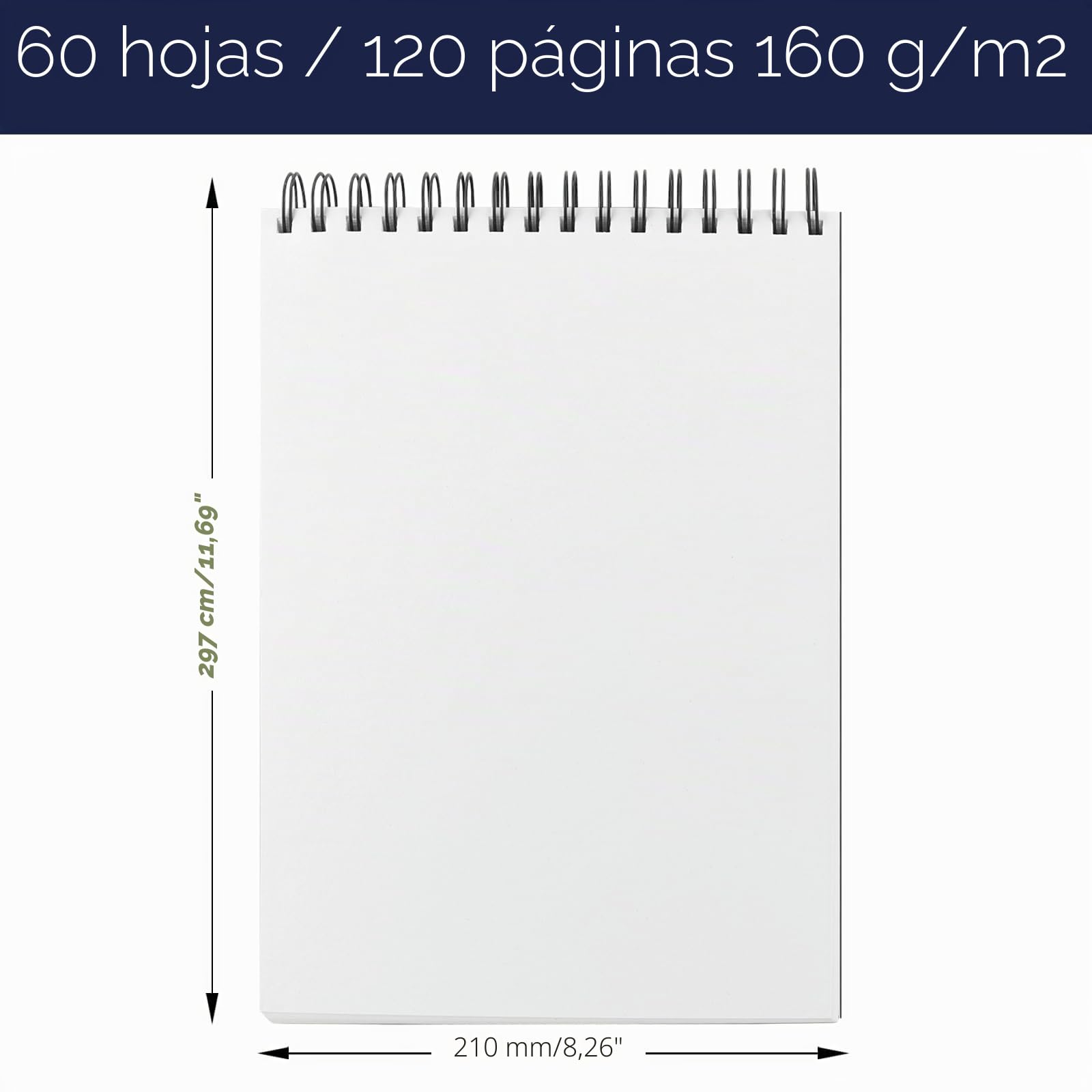 120 Páginas 60 Hojas Cuadernos de Bocetos A4, 160gsm Bloc de Dibujo A4, Cuaderno de Dibujo DIY Libros de Visitas para Escribir Dibujo Adecuado para Lápiz Acuarela Dibujo Escritura Artistas, 01