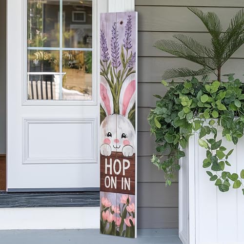 8"x48" Easter Welcome Sign for Front Door, Happy Easter Sign for Front Porch Decorations for Outdoors, PVC Sign (Design 10)