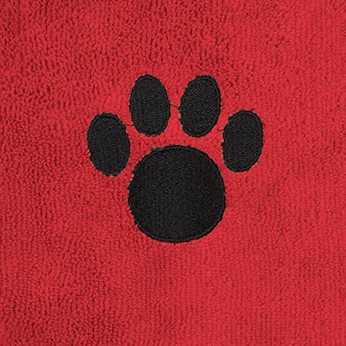 Image of Bone Dry Pet Grooming Towel Collection Embroidered Absorbent Microfiber Drying Set, 15x30, Red, 3 Count