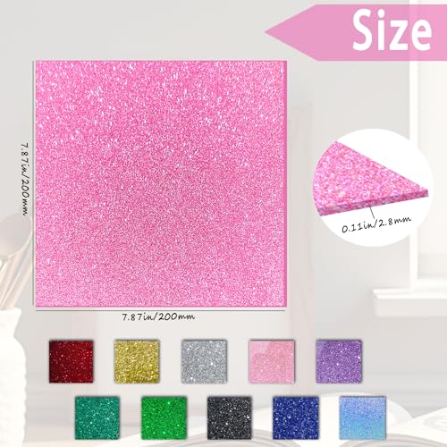 Image of Glitter Acrylic Sheets 1 /8 inch Thick 7.87x7.87, Pink, 5-Pack | Translucent Cast Acrylic, For Laser Cutting and Engraving, Invitation Blanks, Signs, Festival Decorations
