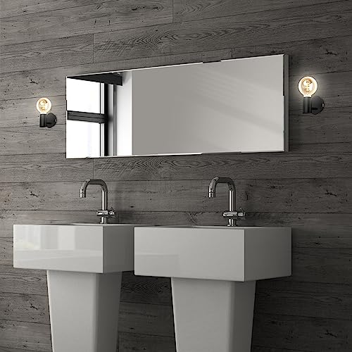 Aplique de pared negro para baño con casquillo E27 lámpara de espejo Briloner 5