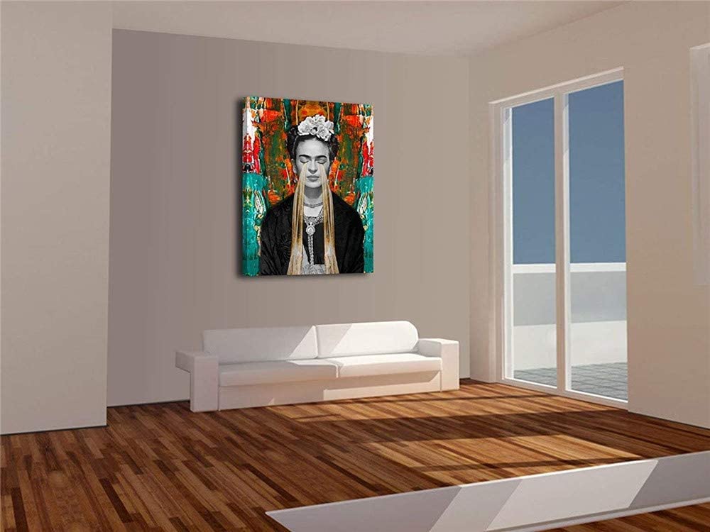 Lienzo Pintura Arte de la pared Frida Kahlo Modern Canvas Prints Decor Picture Frida Kahlo Retrato Graffiti Poster Print Obra de arte para la decoración de la sala de estar, SIN marco,60x90cm