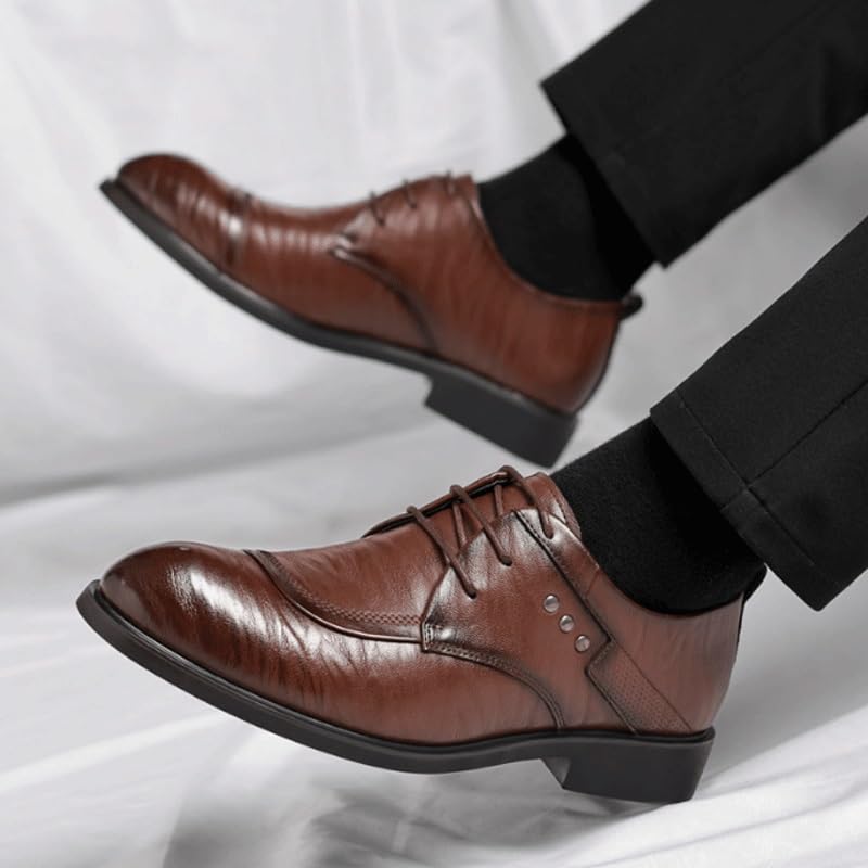 Men's Oxford Shoes Classic Casual Lace Up Round Toe Lug Sole Dress Derby Shoes Work Office Business Height-Increasing Shoes3